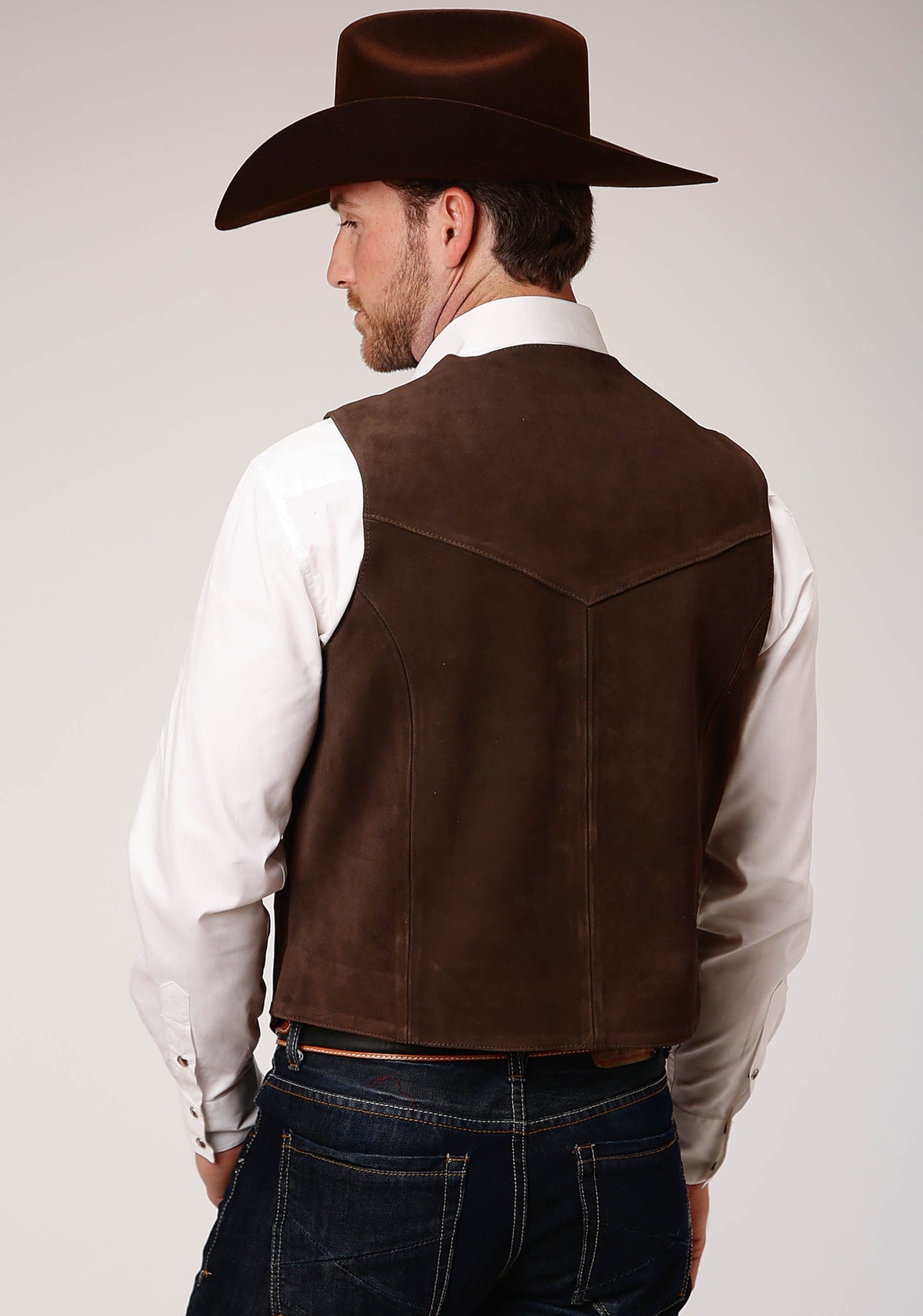 Roper Mens Suede Vest Front Yokes - Brown 75-500-510BR - view 2