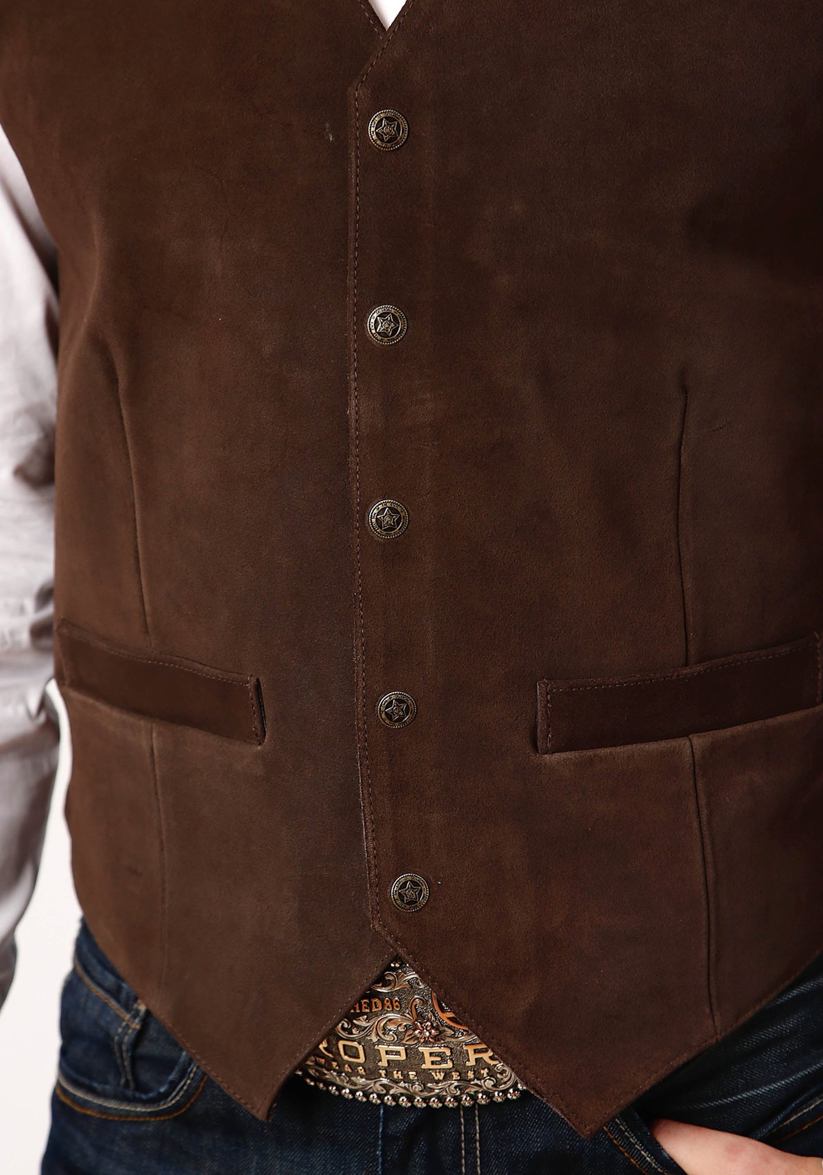 Roper Mens Suede Vest Front Yokes - Brown 75-500-510BR - view 3