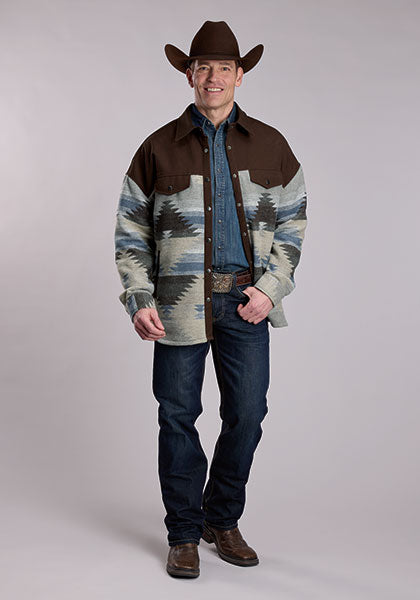 Roper Mens Aztec Shirt-Jacket - Brown-97-119-6254WH