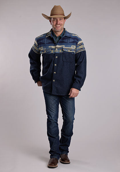 Roper Mens Aztec Shirt-Jacket - Brown-97-119-6259BU