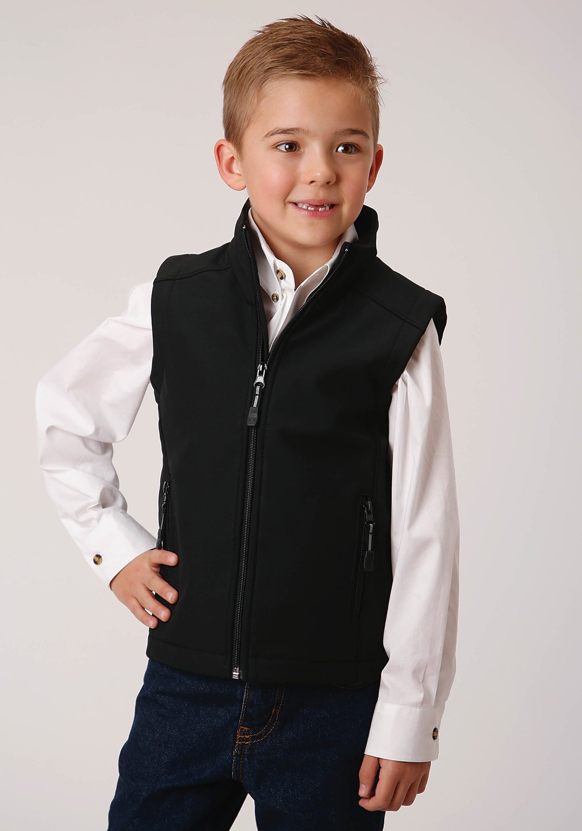 Roper Kids Rangegear Hi Tech Fleece Vest - Black 397-782-6002BL - view 1