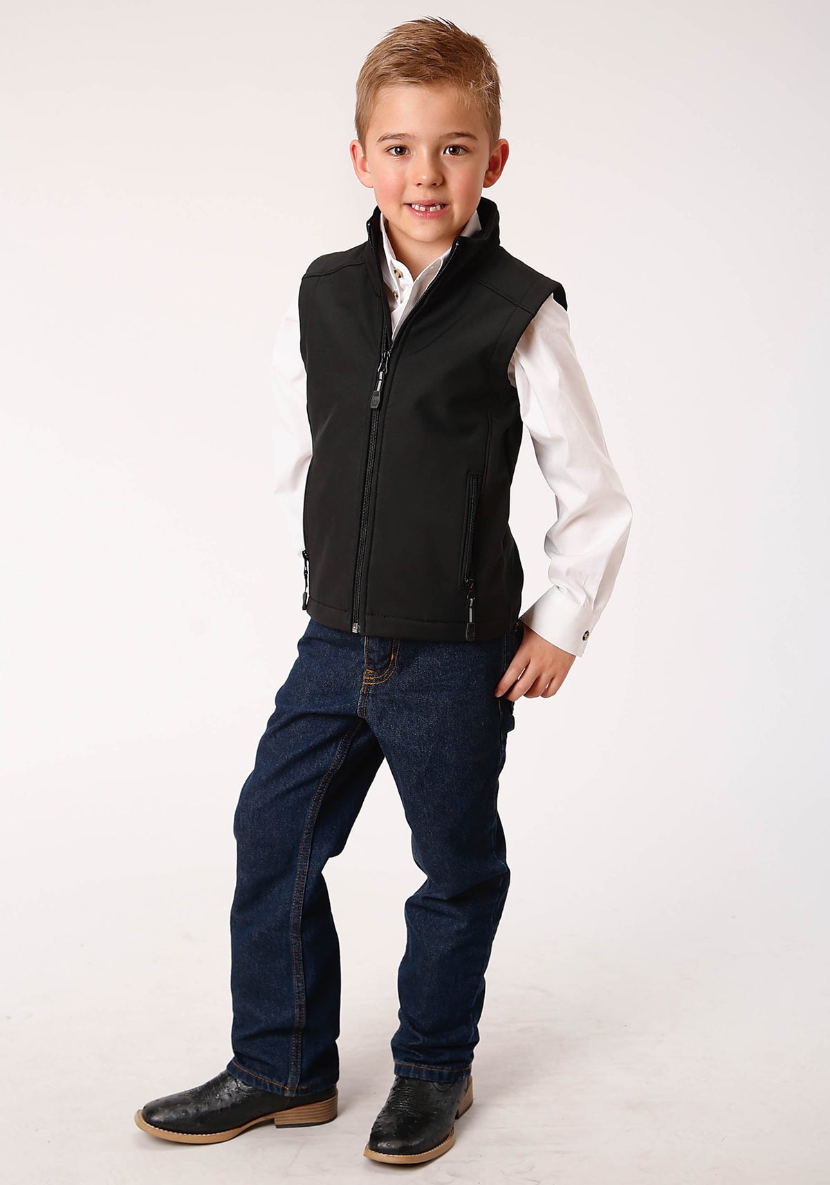 Roper Kids Rangegear Hi Tech Fleece Vest - Black 397-782-6002BL - view 2