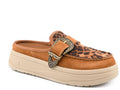 Roper Womens Lila Buckle Cow Suede Western Sport Mule - 21-942-3940BR