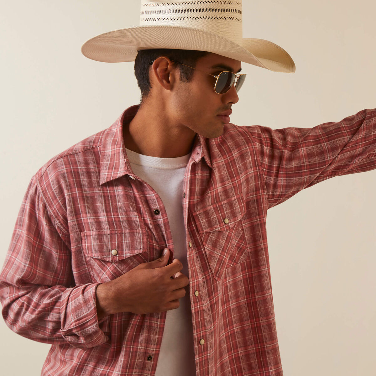 Ariat Mens Snap Hart Retro Long Sleeve White Asp 10043732 - view 4