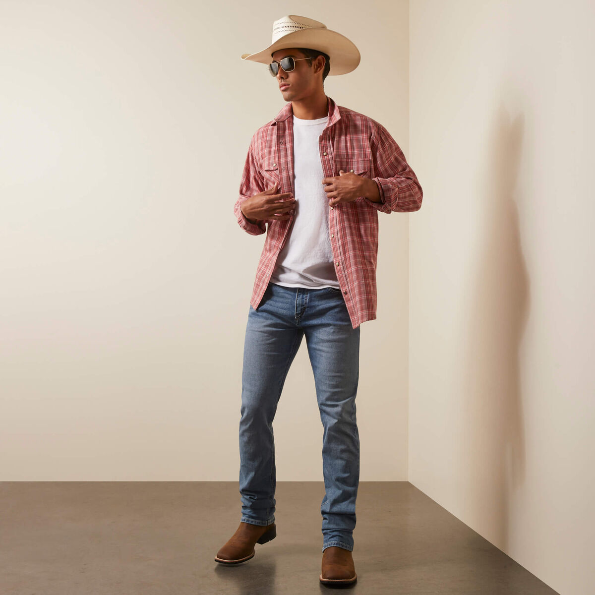 Ariat Mens Snap Hart Retro Long Sleeve White Asp 10043732 - view 3