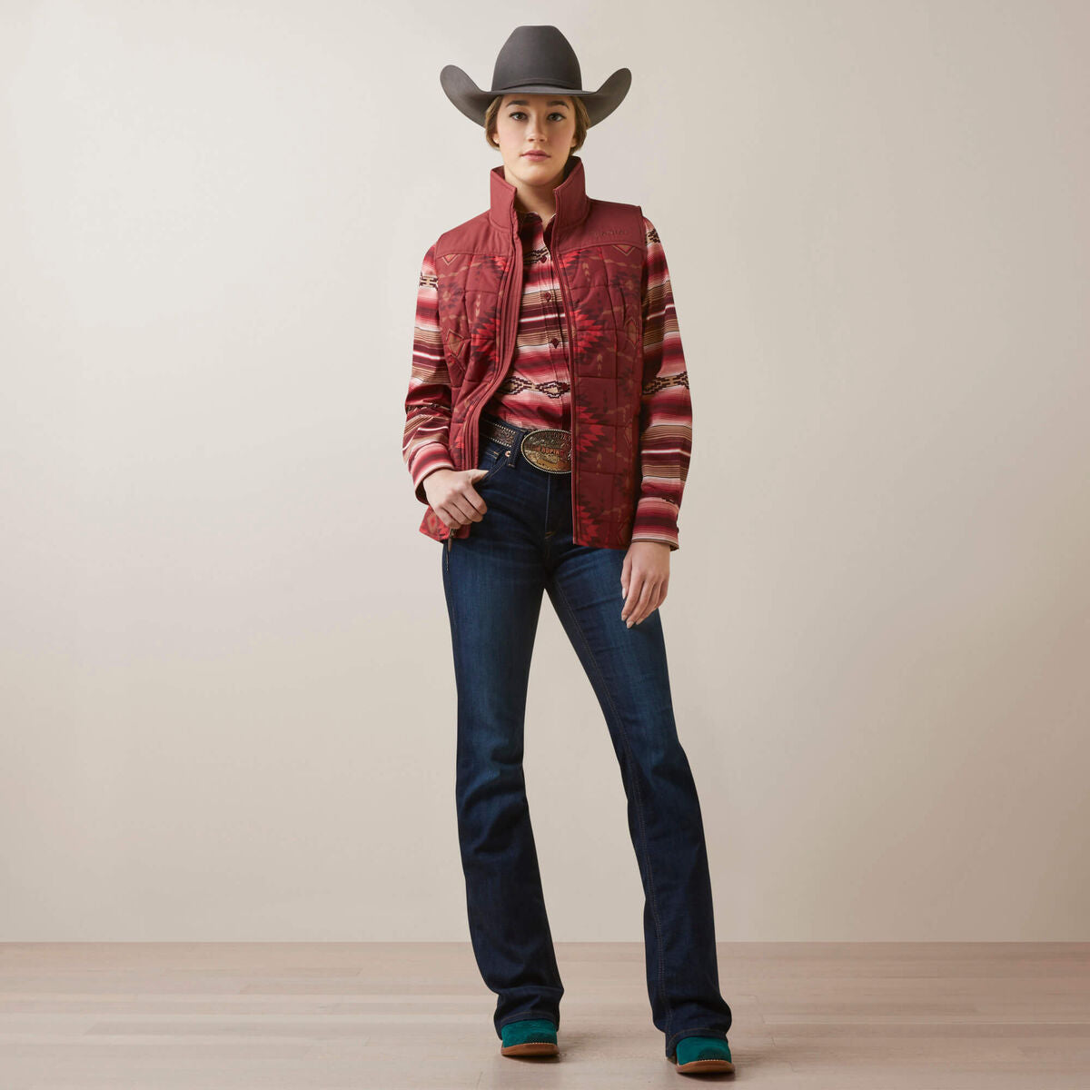 Ariat Womens Crius In Vest Burnt Rose Print 10046683 - view 3