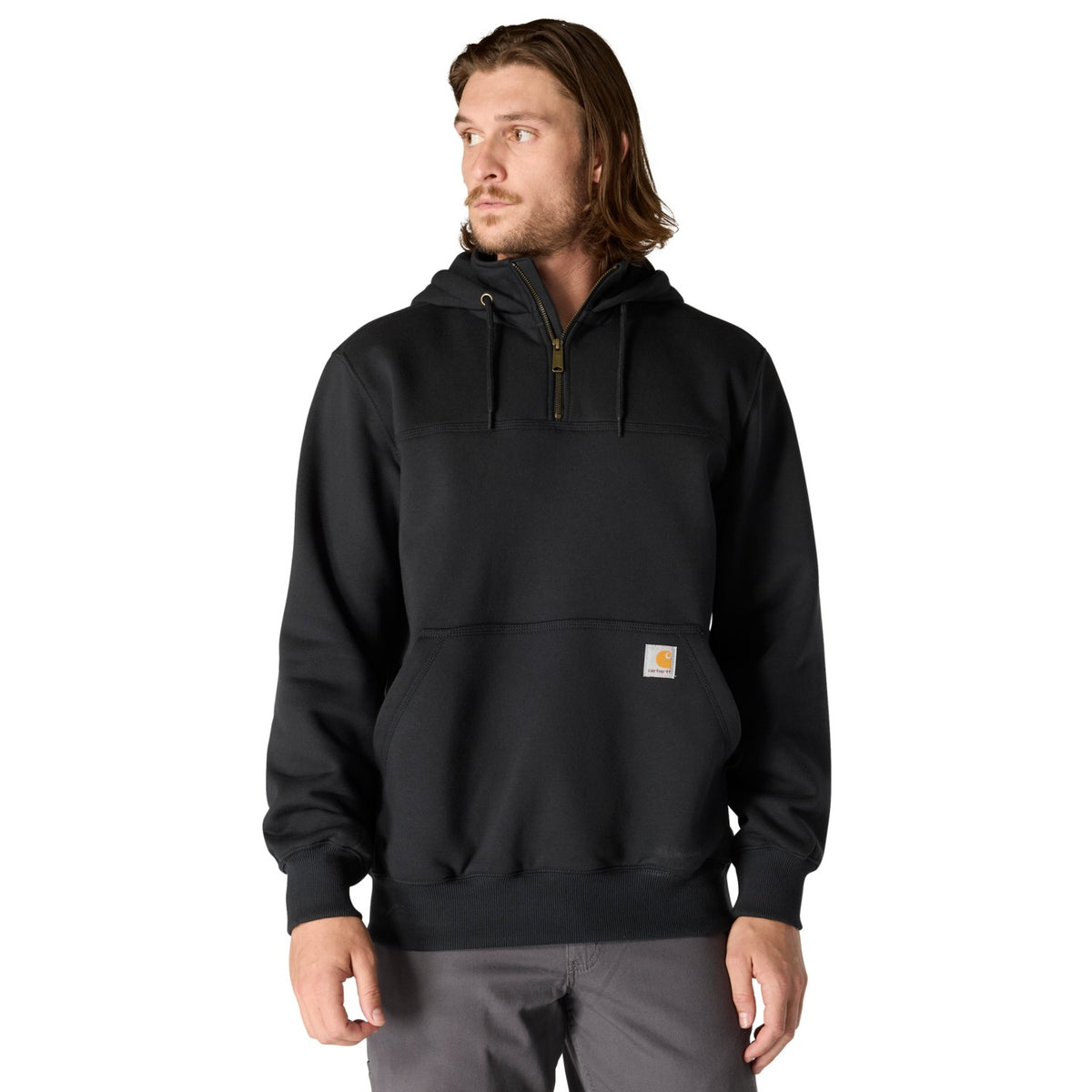 Carhartt Mens Rain Defender Heavyweight Quarter-Zip Hoodie Black 100617-001 - view 3