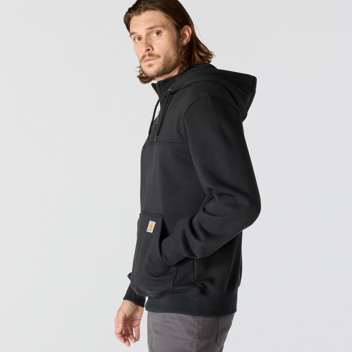 Carhartt Mens Rain Defender Heavyweight Quarter-Zip Hoodie Black 100617-001 - view 4