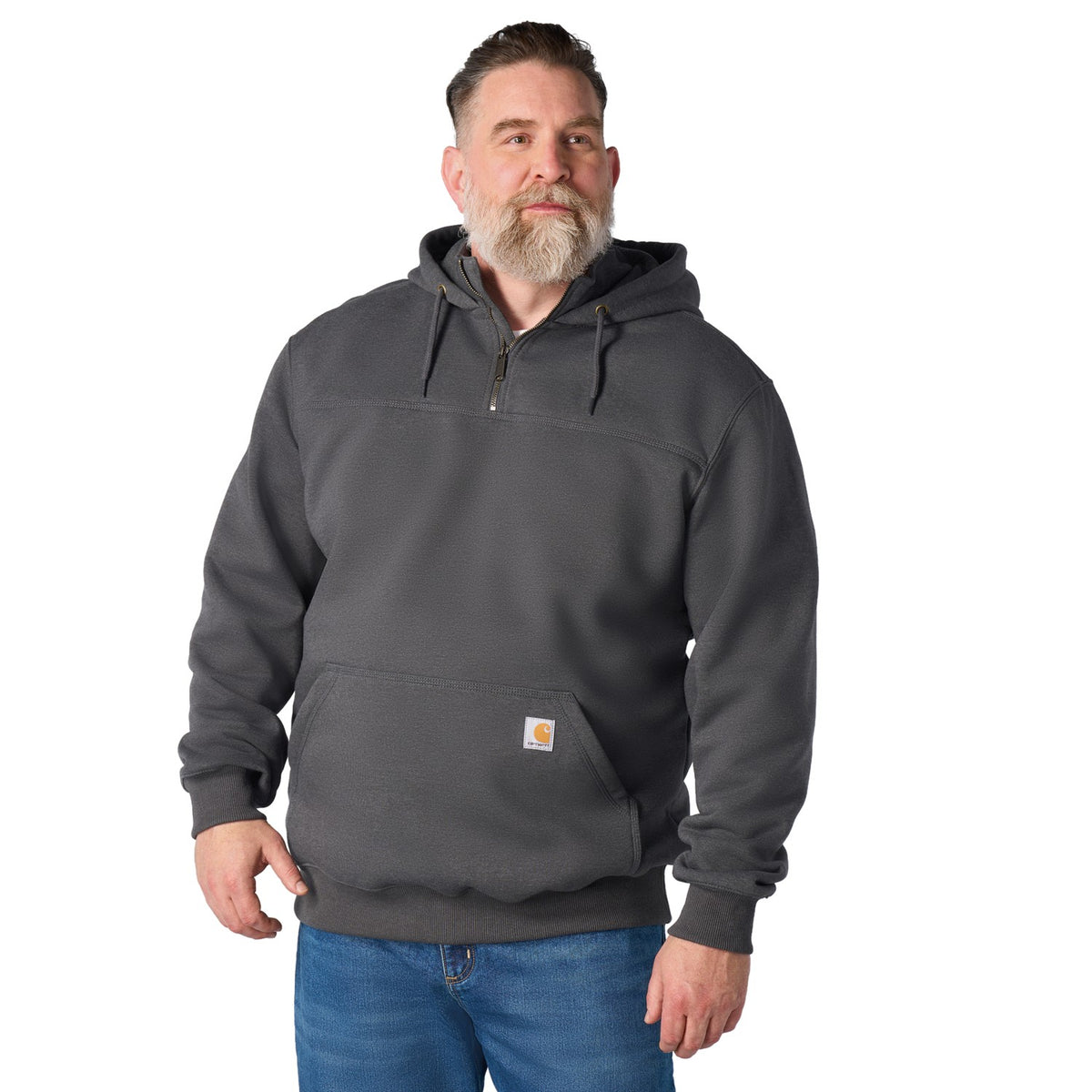 Carhartt Mens Rain Defender Heavyweight Quarter-Zip Hoodie - Carbon Heather 100617-026 - view 2