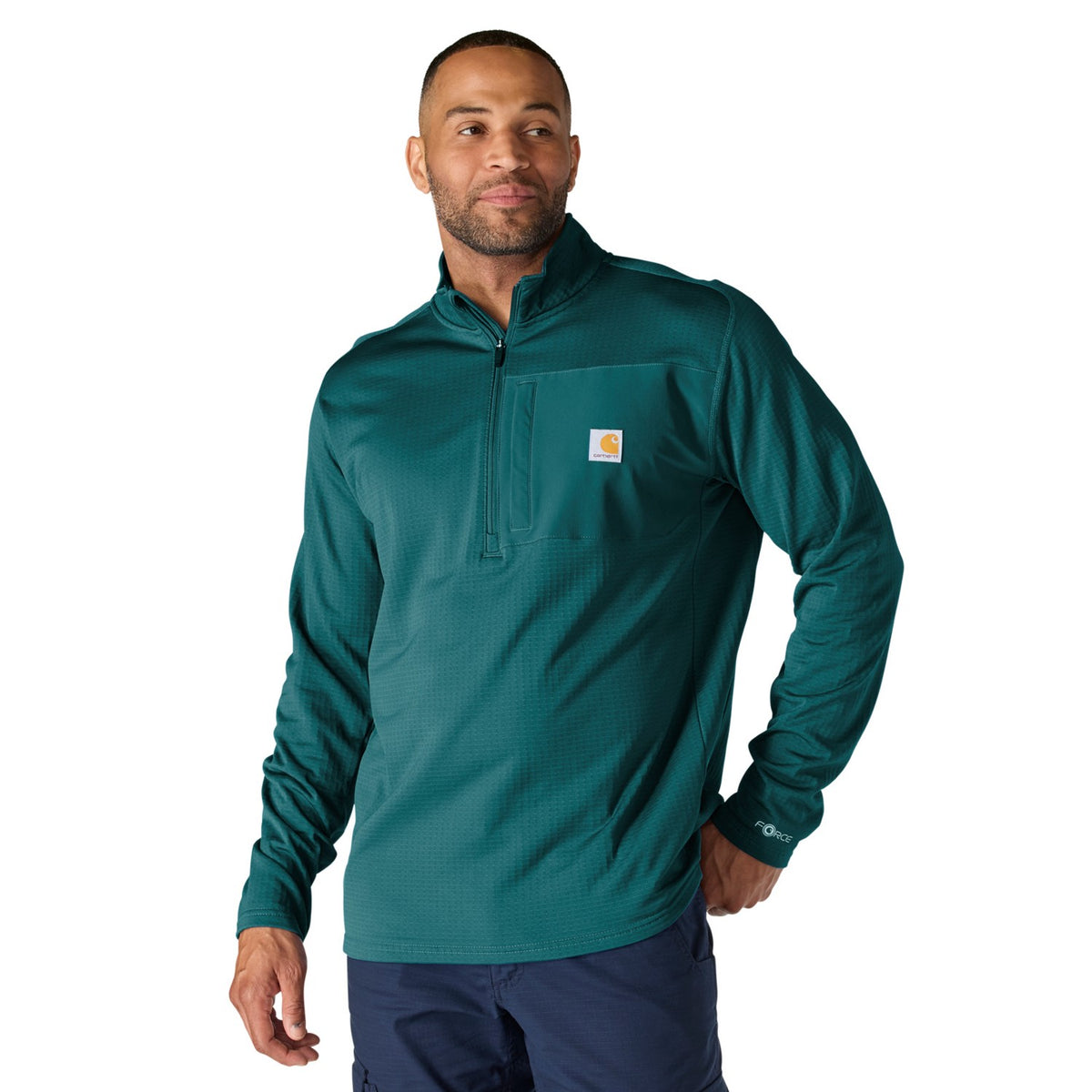Carhartt Mens Force Relaxed Fit Mock Neck Half-Zip Fleece-Lined Shirt 106423-GM1 - view 2
