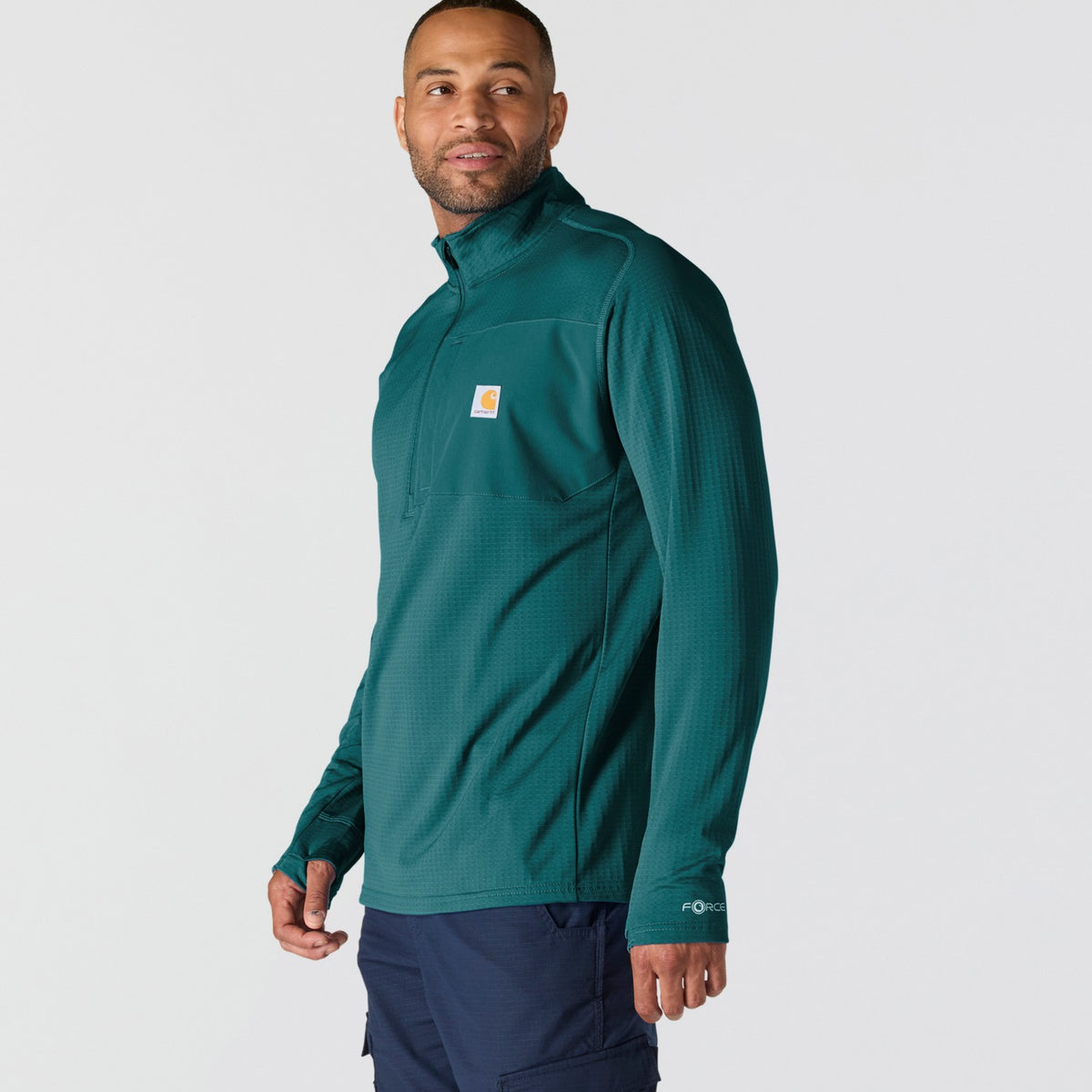 Carhartt Mens Force Relaxed Fit Mock Neck Half-Zip Fleece-Lined Shirt 106423-GM1 - view 3