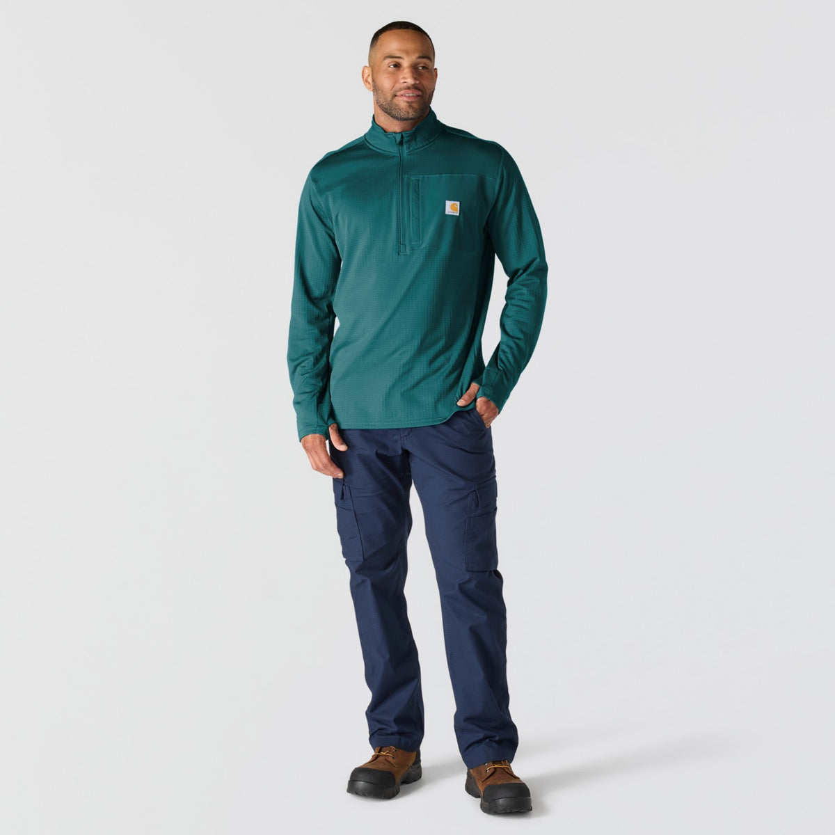 Carhartt Mens Force Relaxed Fit Mock Neck Half-Zip Fleece-Lined Shirt 106423-GM1 - view 5