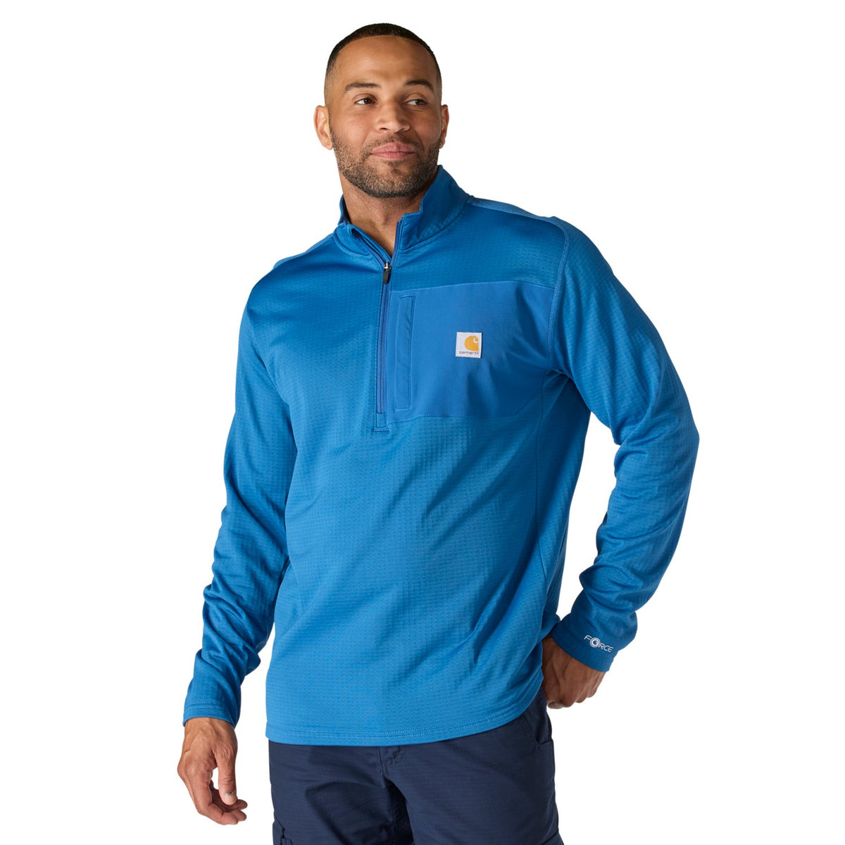 Carhartt Mens Force Relaxed Fit Mock Neck Half-Zip Fleece-Lined Shirt 106423-HO4 - view 2
