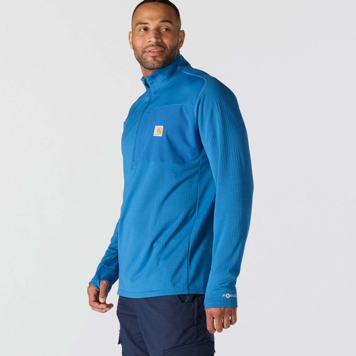 Carhartt Mens Force Relaxed Fit Mock Neck Half-Zip Fleece-Lined Shirt 106423-HO4 - view 3