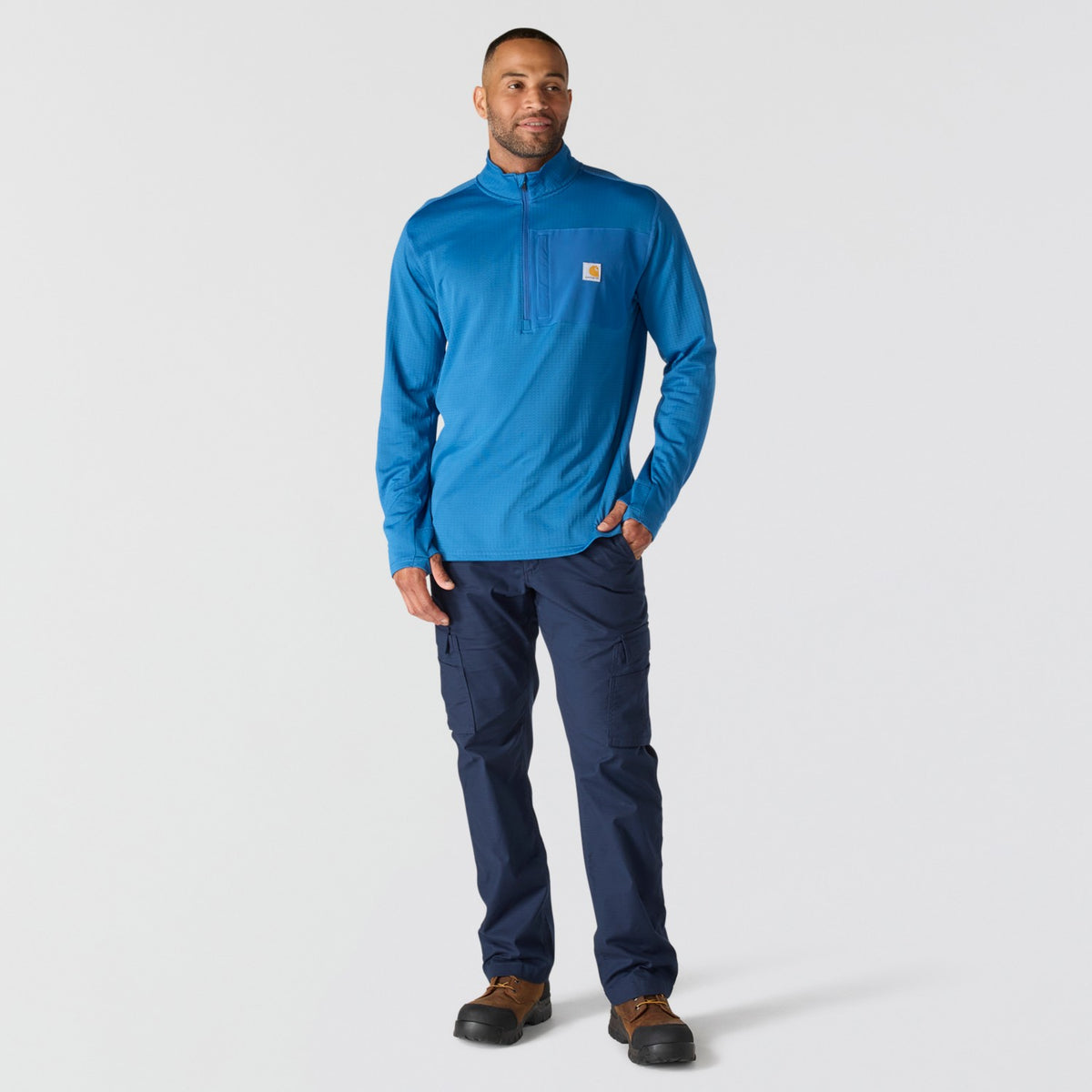 Carhartt Mens Force Relaxed Fit Mock Neck Half-Zip Fleece-Lined Shirt 106423-HO4 - view 5