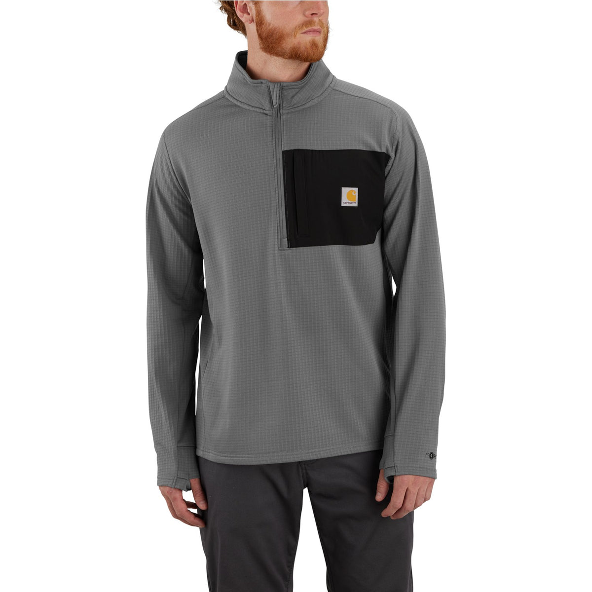 Carhartt Mens Force Relaxed Fit Mock Neck Half-Zip Fleece-Lined Shirt 106423-STL - view 2