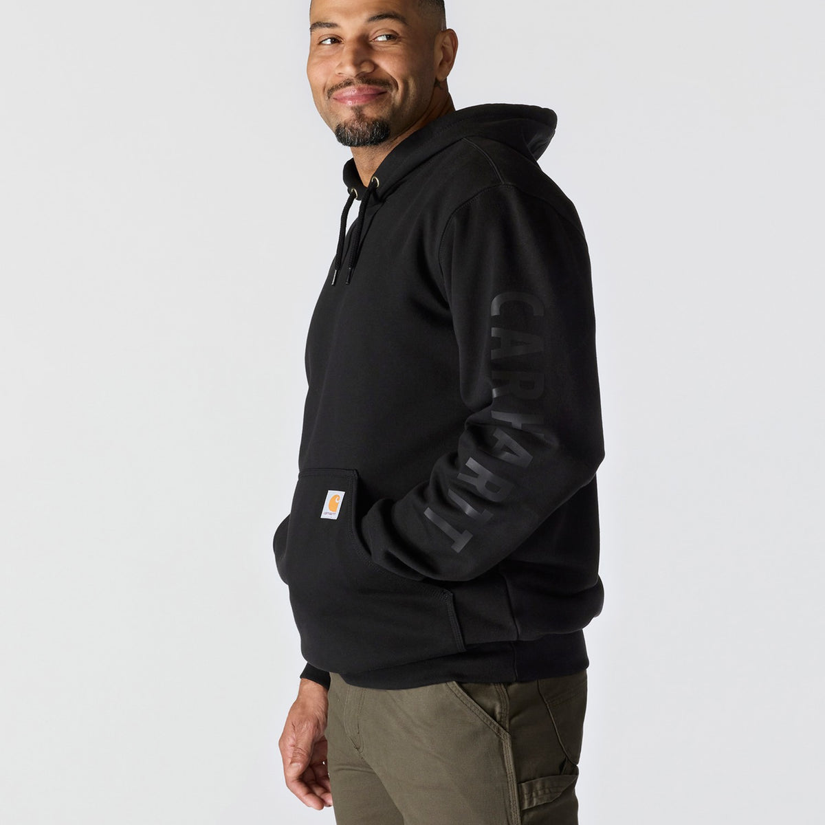 Carhartt Mens Rain Defender Loose Fit Midweight Logo Graphic Sweatshir 107030-BLK - view 4