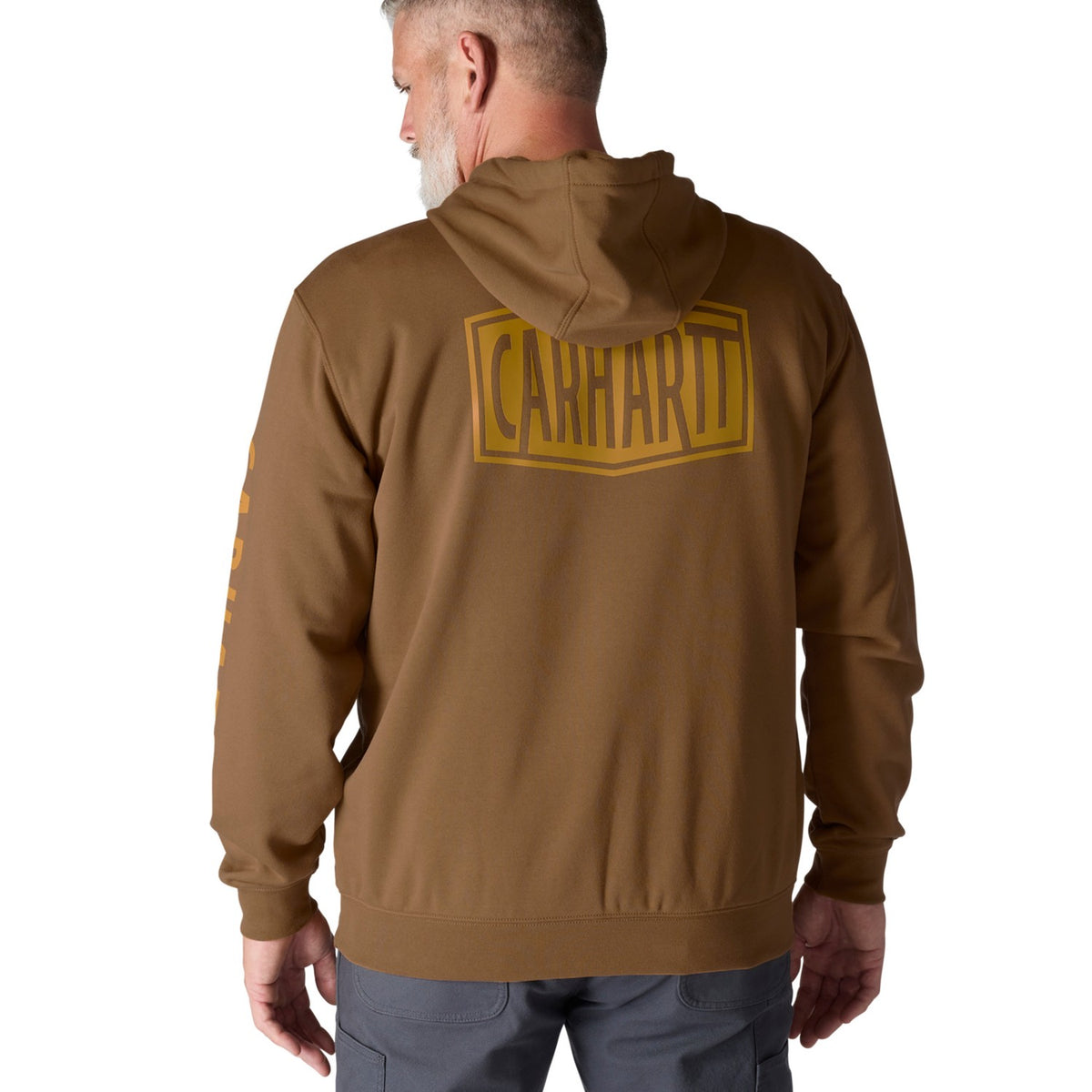 Carhartt Mens Rain Defender Loose Fit Midweight Logo Graphic Sweatshir 107030-BRN - view 2