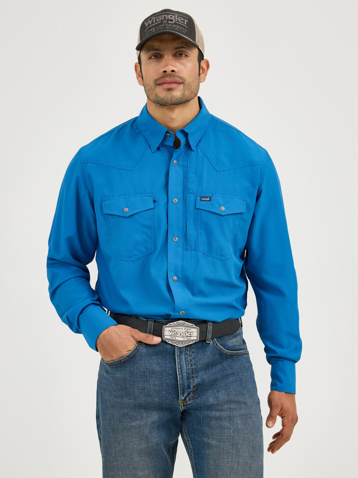 Wrangler Mens Western Mens Performance Solid Ls - view 3