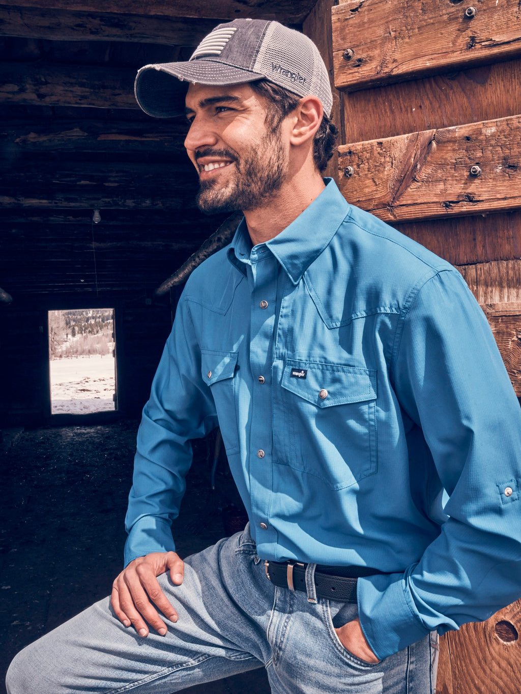 Wrangler Mens Western Mens Performance Solid Ls - view 2