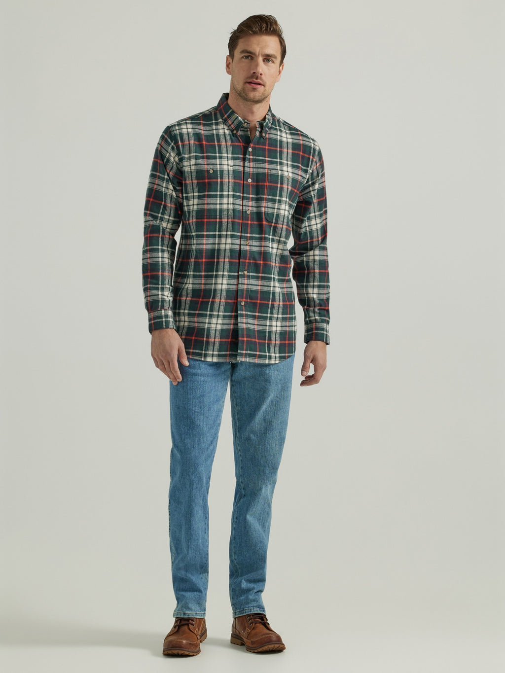 Wrangler Mens Blue Ridge Flannel Plaid L/s Shirt 0381 - view 2