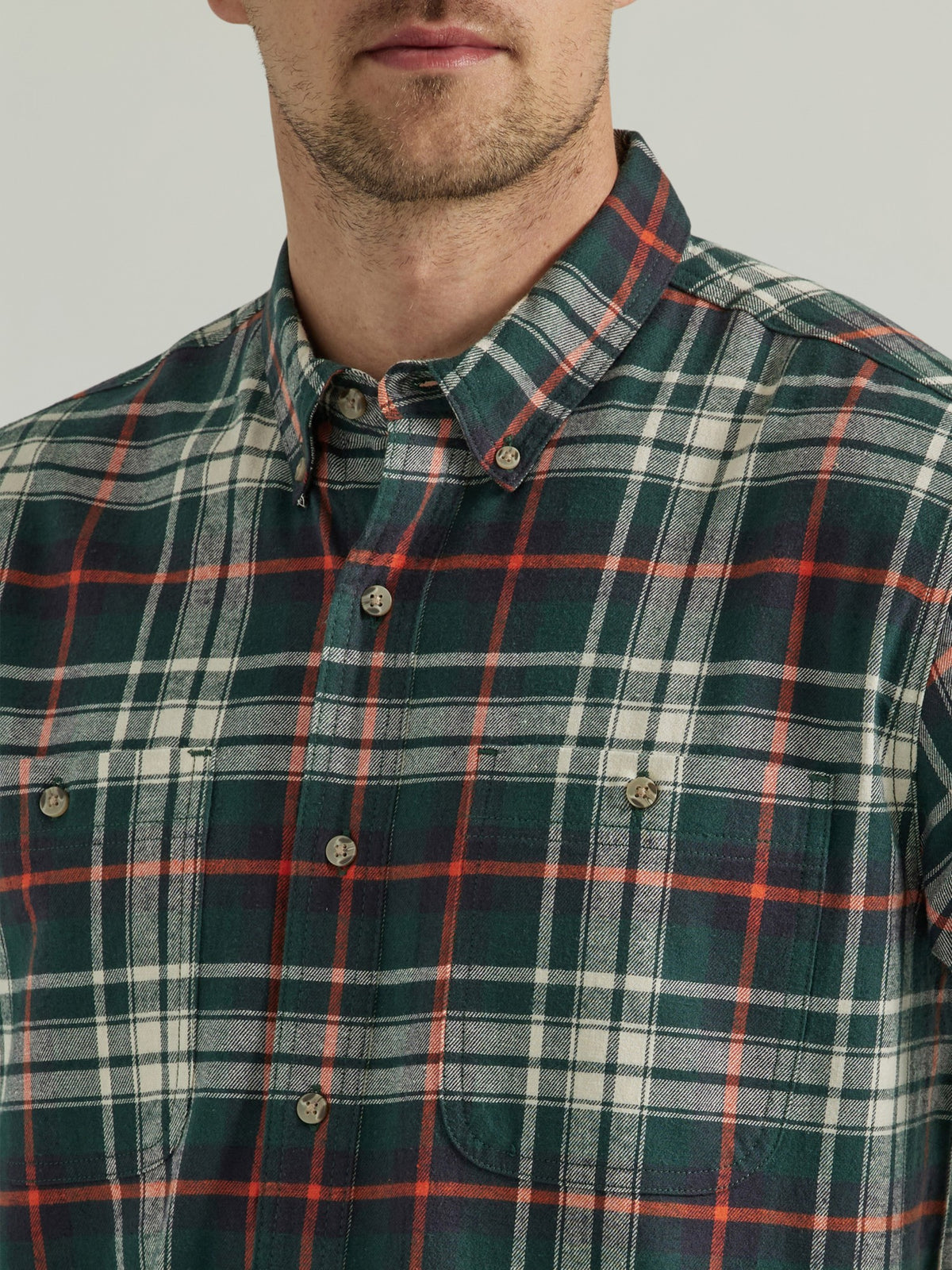 Wrangler Mens Blue Ridge Flannel Plaid L/s Shirt 0381 - view 4