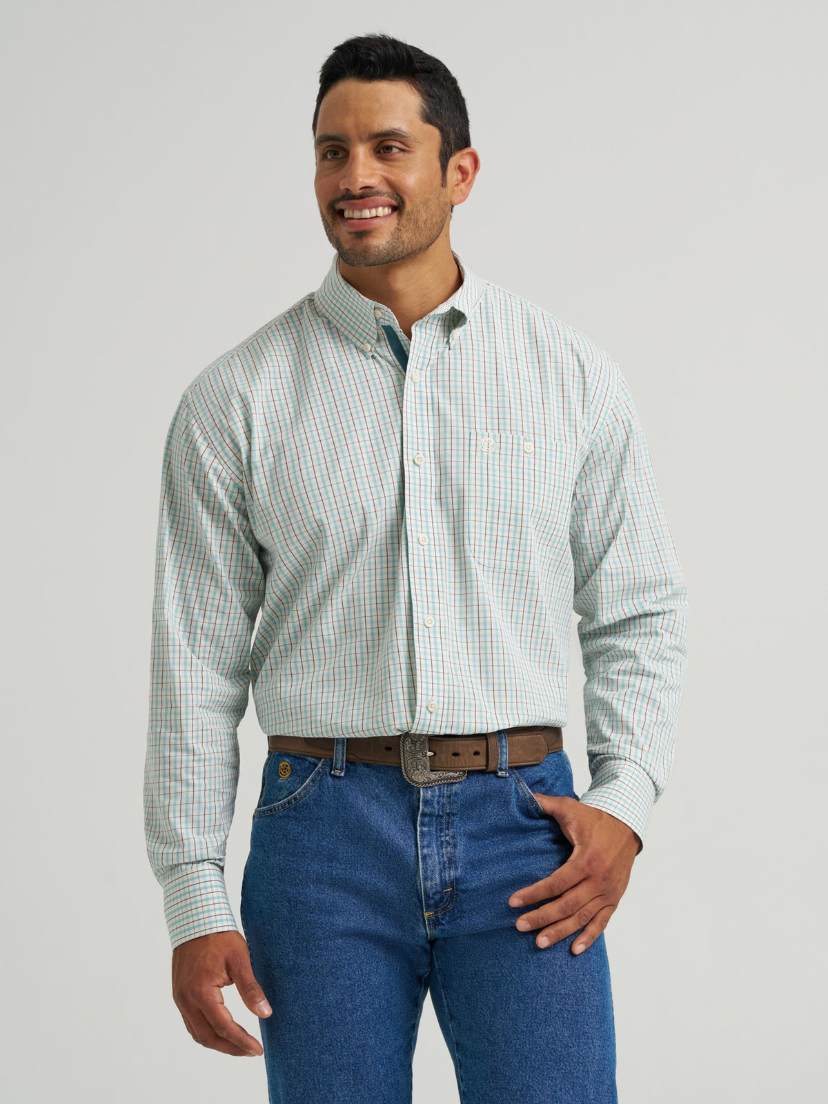 Wrangler Mens George Strait Collection One Pocket Long Sleeve Shirt White 8 - view 2