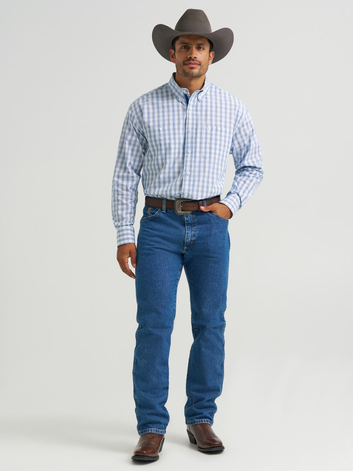 Wrangler Mens George Strait Collection Two Pocket Long Sleeve Shirt White - view 5
