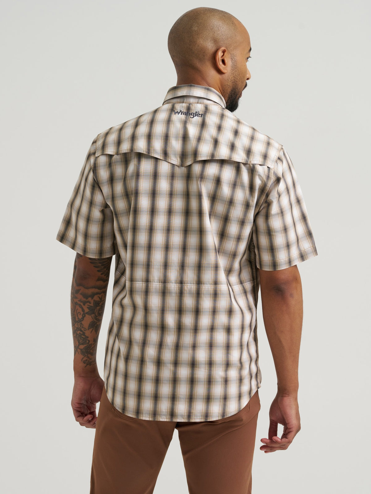 Wrangler Mens Ss Western Performance Snap Tan Plaid - view 5