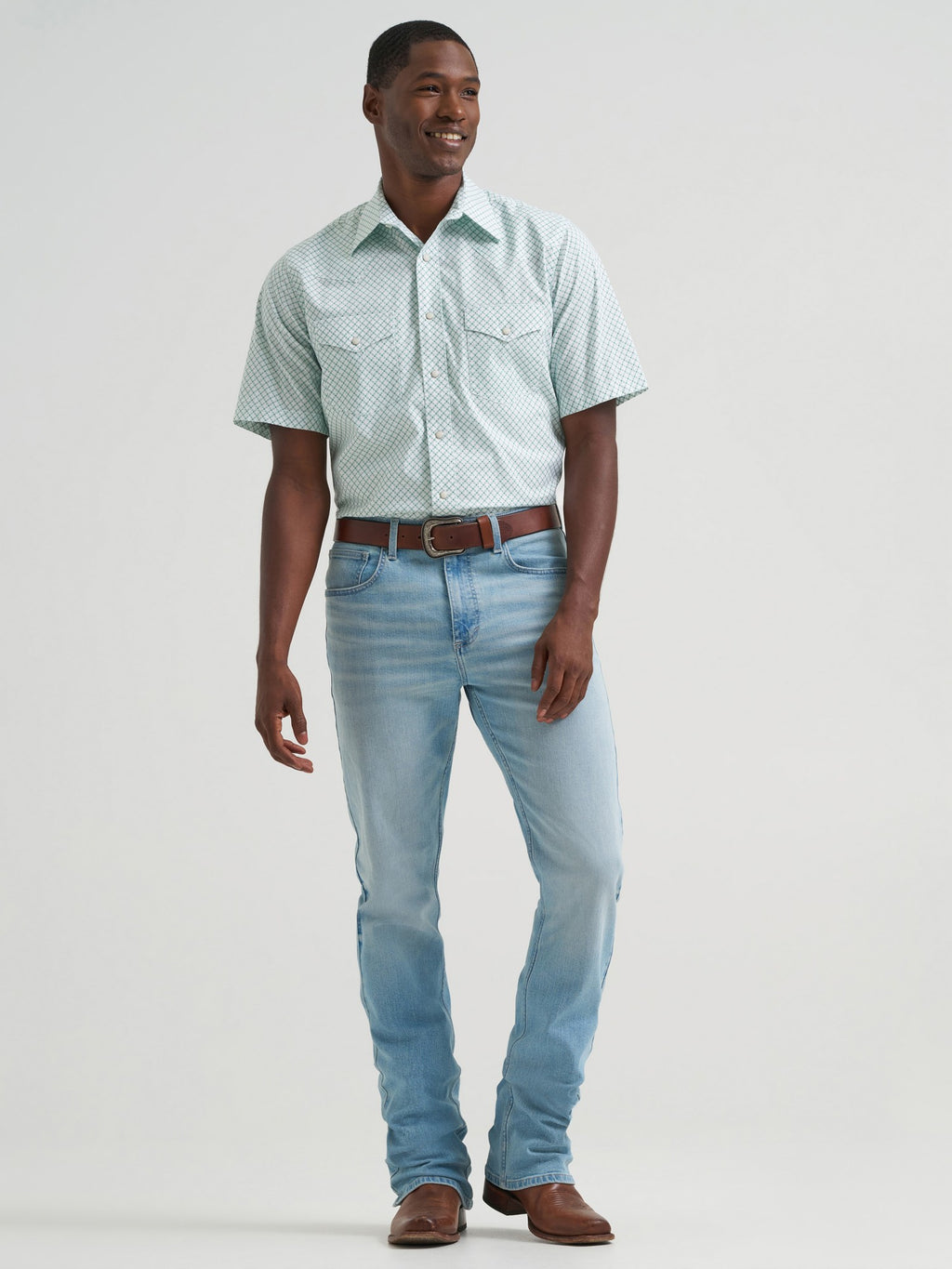 Wrangler Mens 20X Competition Green Print Shirt - view 2