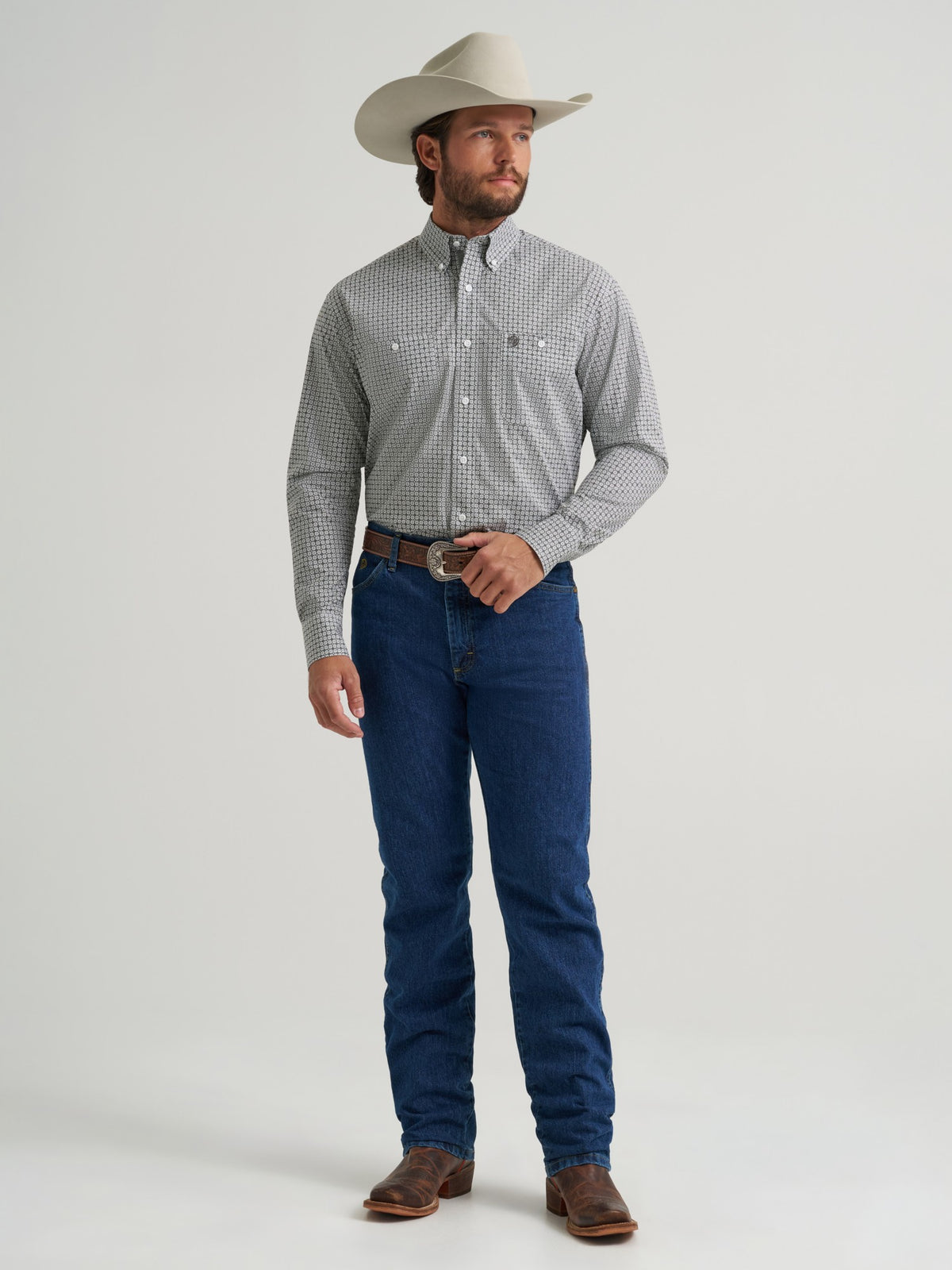 Wrangler Mens West Men Ls 2Pkt Gs Btn Prt - view 3