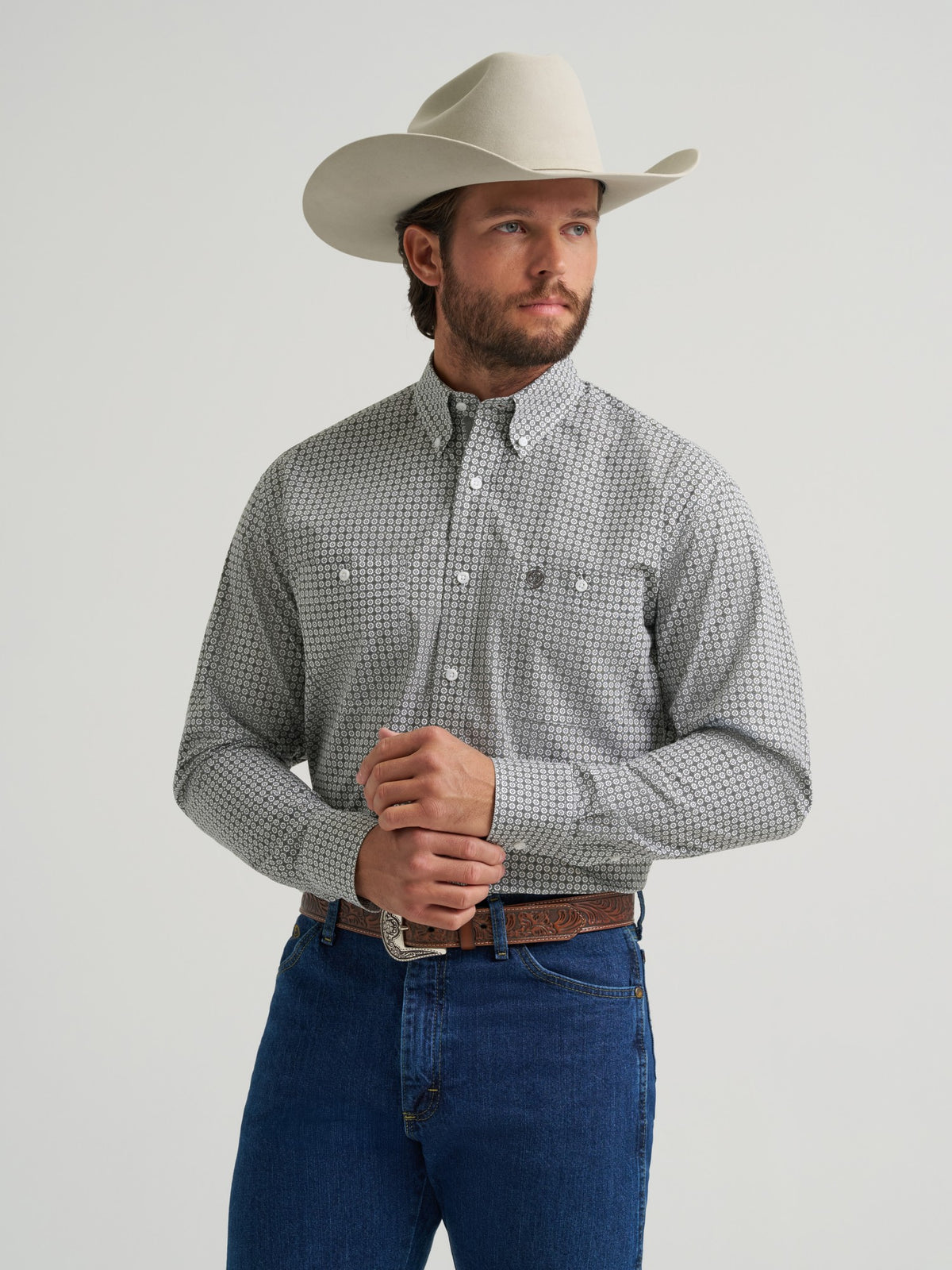 Wrangler Mens West Men Ls 2Pkt Gs Btn Prt - view 2