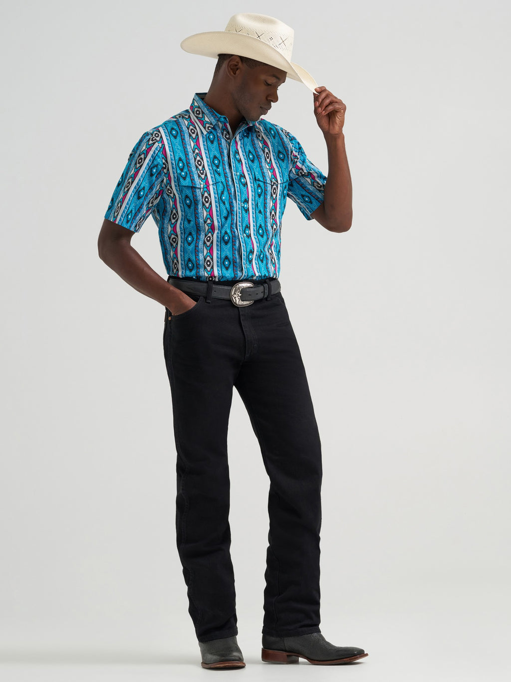 Wrangler Mens West Men Ss Checotah Prt Tea - view 3