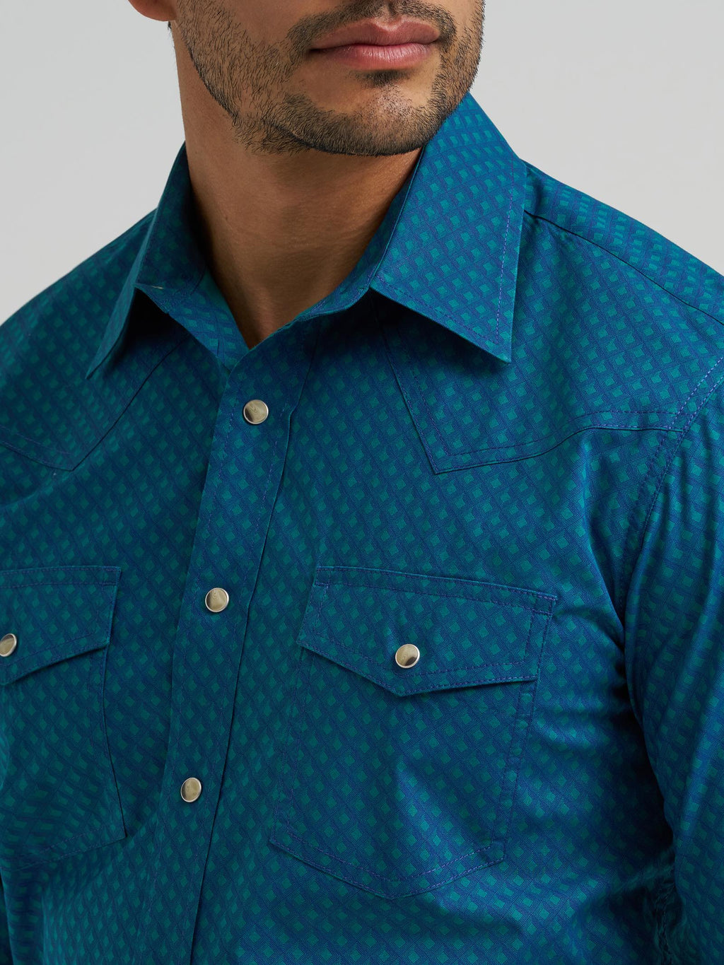 Wrangler Mens 20X Competition Advanced Comfort Long Sleeve Shirt - Classic Fit Navy - view 4