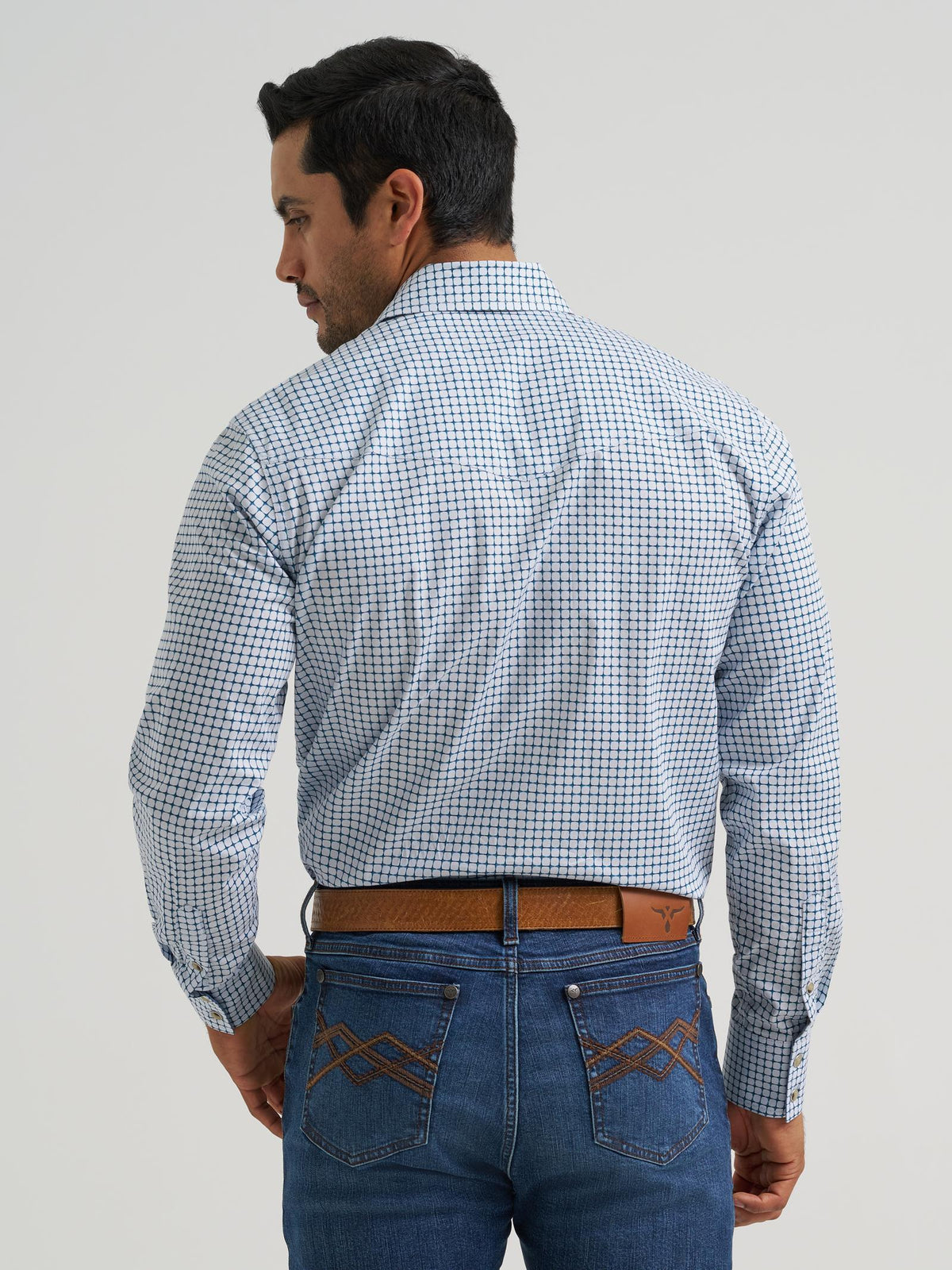 Wrangler Mens 20X Competition Advanced Comfort Long Sleeve Shirt - Classic Fit Navy - view 3
