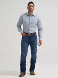 Wrangler Mens 20X Competition Advanced Comfort Long Sleeve Shirt - Classic Fit Navy 112381477