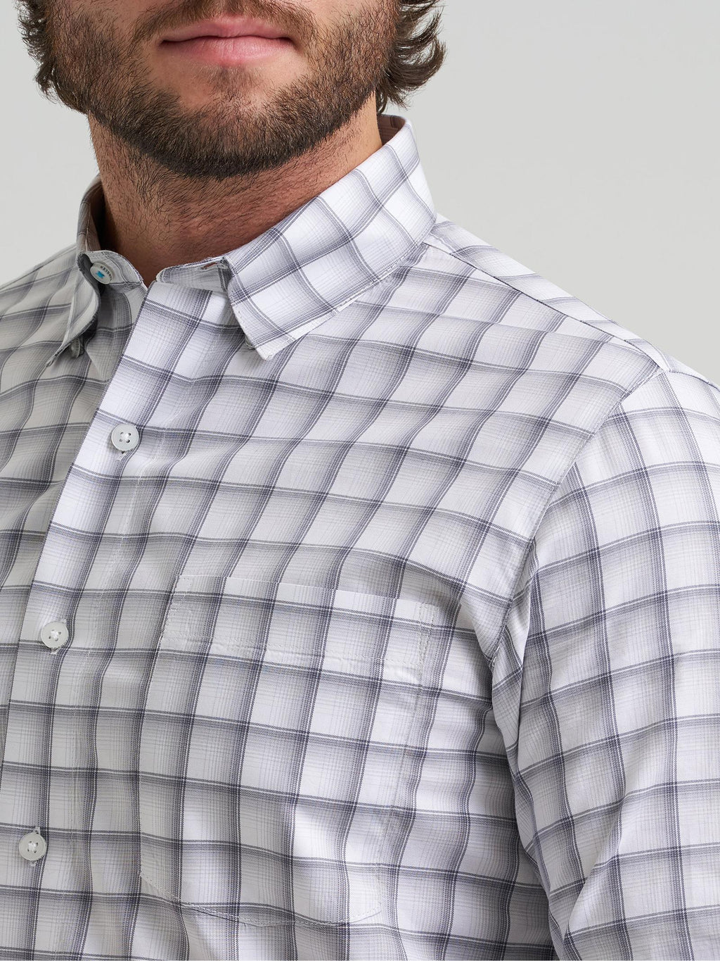 Wrangler Mens X Cody Johnson Long Sleeve Shirt - Classic Fit - Buttons White/Gray - view 4
