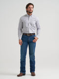 Wrangler Mens X Cody Johnson Long Sleeve Shirt - Classic Fit - Buttons White/Gray 112381514