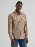 Wrangler Mens Retro Premium Long Sleeve Snap Shirt - Modern Fit Tan 112381536