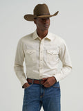 Wrangler Mens Retro Premium Long Sleeve Snap Shirt - Modern Fit Cream 112381537