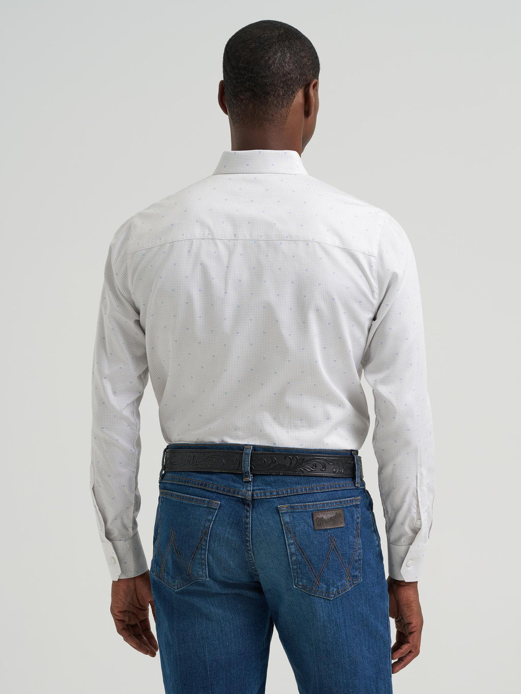 Wrangler Mens X Cody Johnson Long Sleeve Shirt - Classic Fit - Buttons White/Blue - view 3