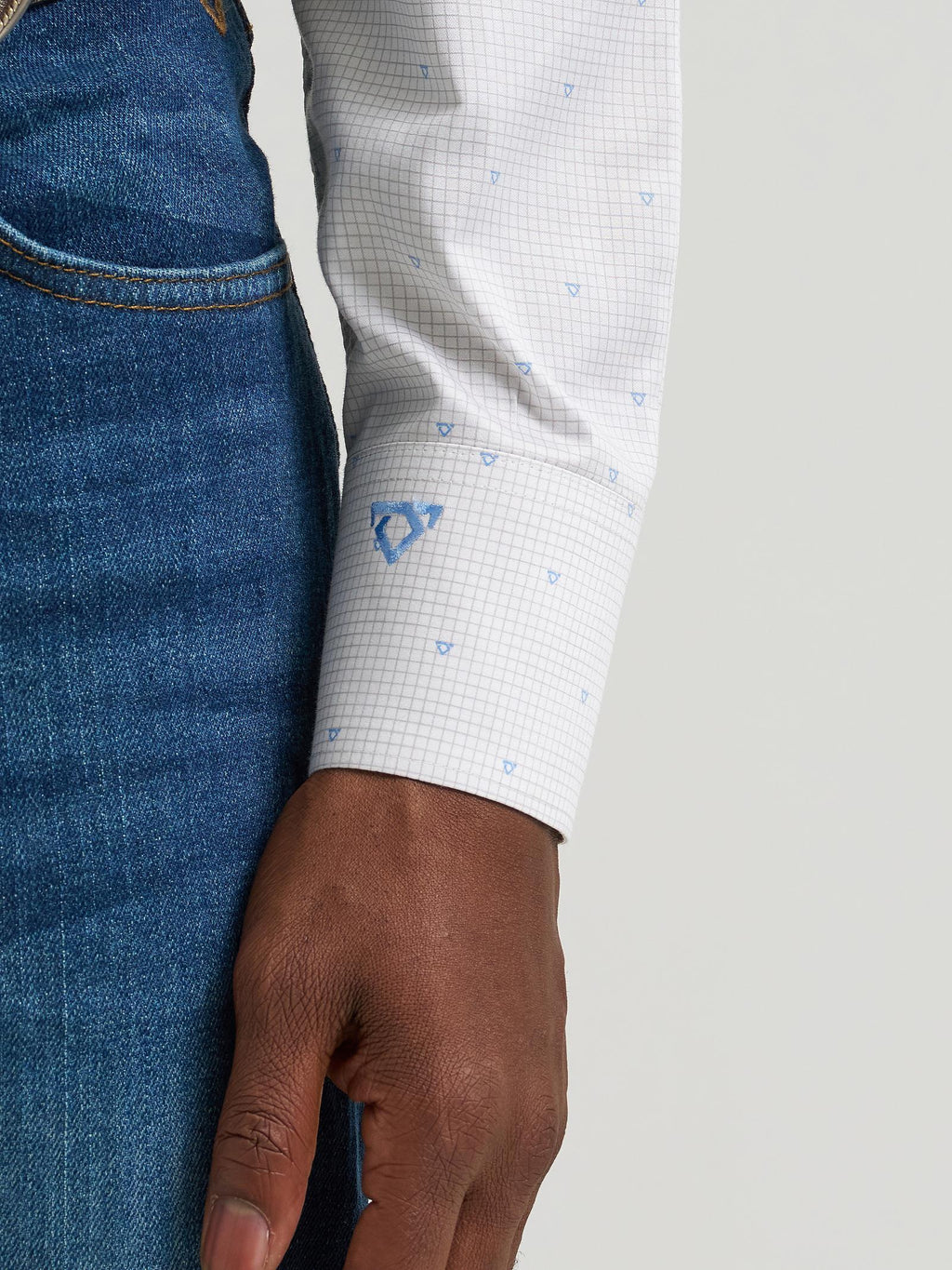 Wrangler Mens X Cody Johnson Long Sleeve Shirt - Classic Fit - Buttons White/Blue - view 5