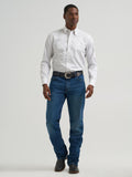 Wrangler Mens X Cody Johnson Long Sleeve Shirt - Classic Fit - Buttons White/Blue 112381546