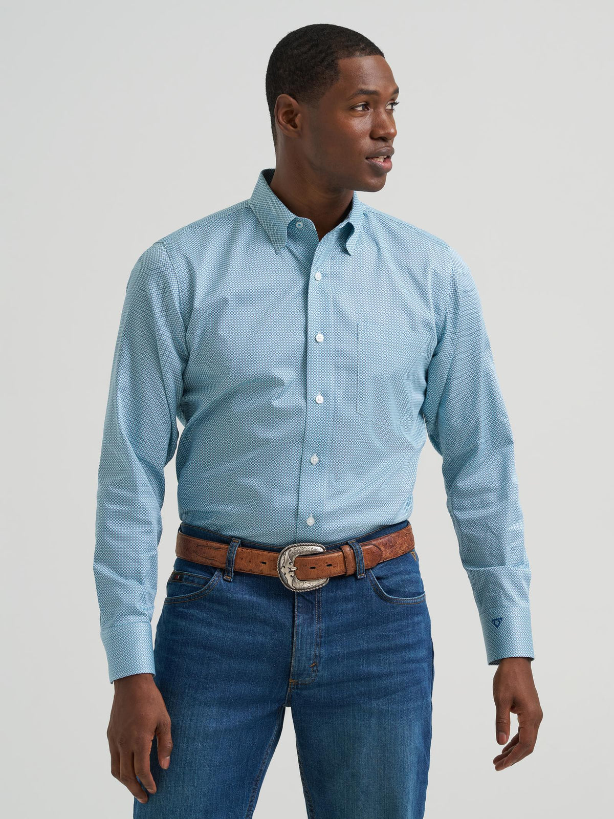 Wrangler Mens X Cody Johnson Long Sleeve Shirt - Classic Fit - Buttons Blue Multi - view 2