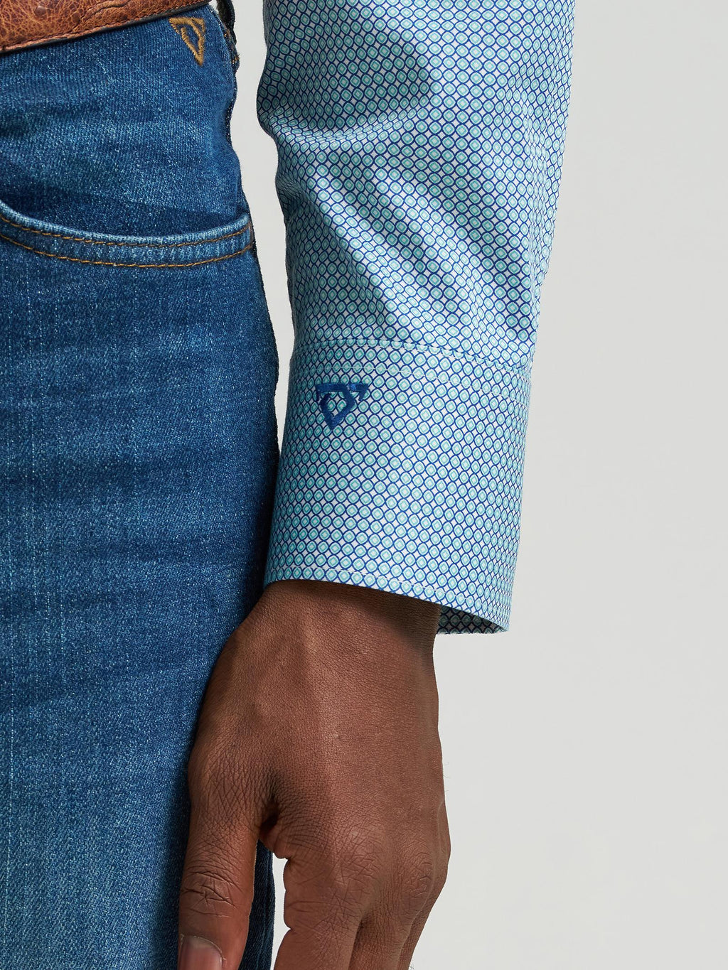 Wrangler Mens X Cody Johnson Long Sleeve Shirt - Classic Fit - Buttons Blue Multi - view 5