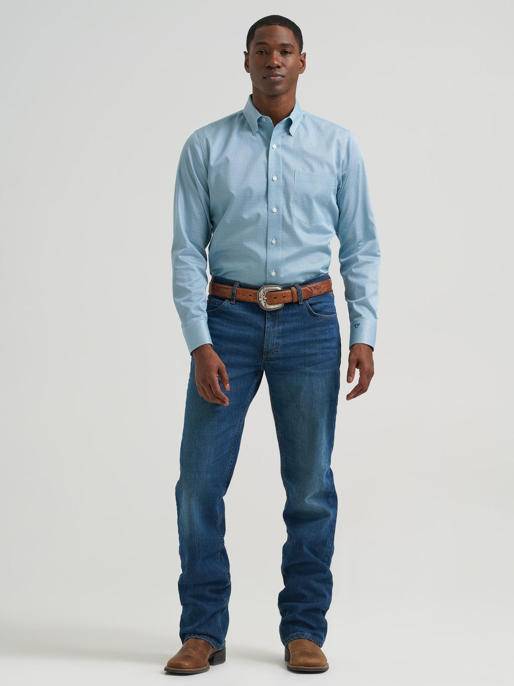 Wrangler Mens X Cody Johnson Long Sleeve Shirt - Classic Fit - Buttons Blue Multi 112381550