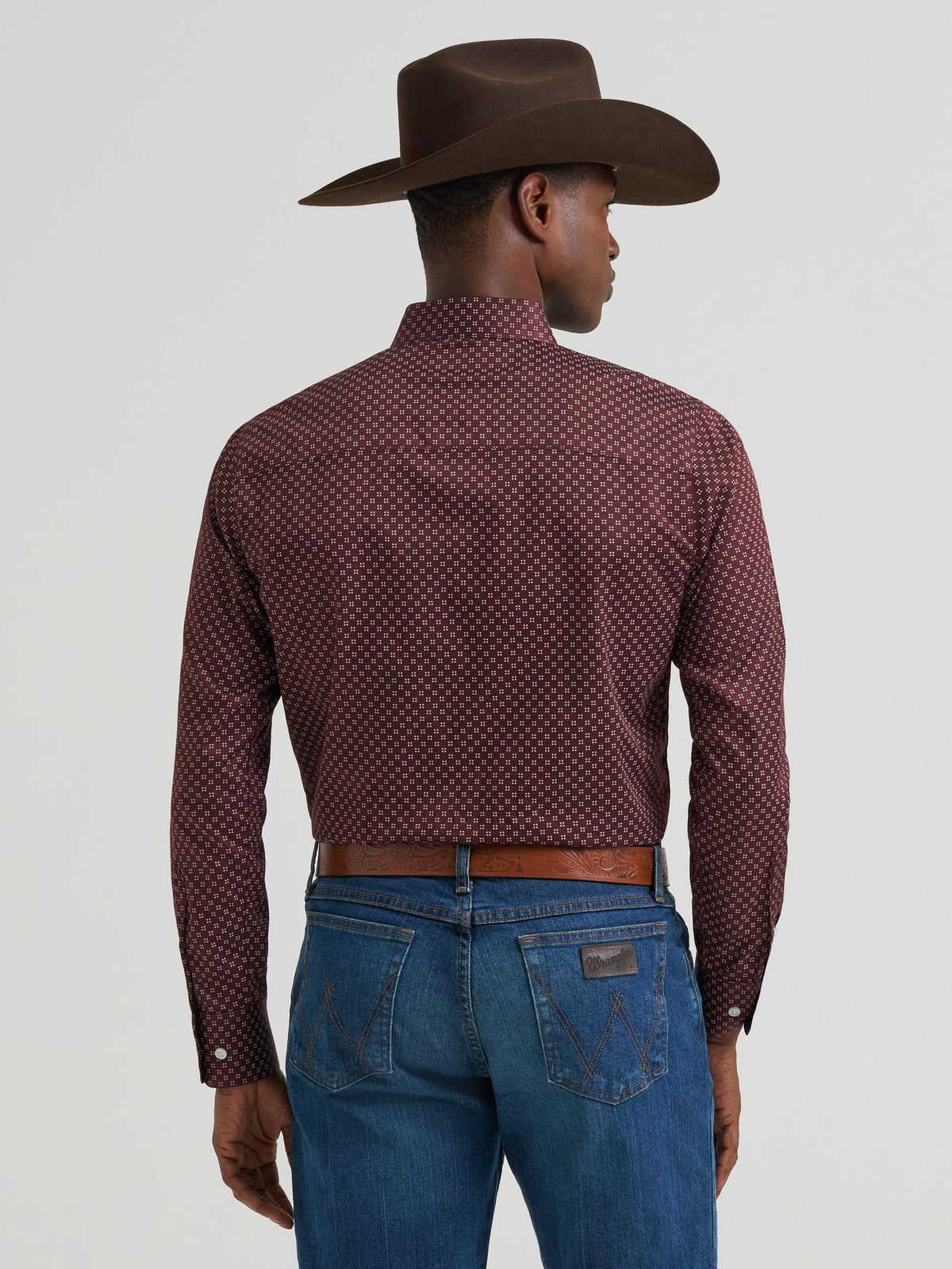 Wrangler Mens X Cody Johnson Long Sleeve Shirt - Classic Fit - Buttons Brown - view 2