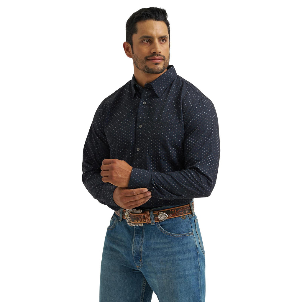 Wrangler Mens X Cody Johnson Long Sleeve Performance Shirt - Classic Fit - Buttons Black - view 2