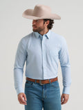 Wrangler Mens X Cody Johnson Long Sleeve Performance Shirt - Classic Fit - Buttons Blue 112381621