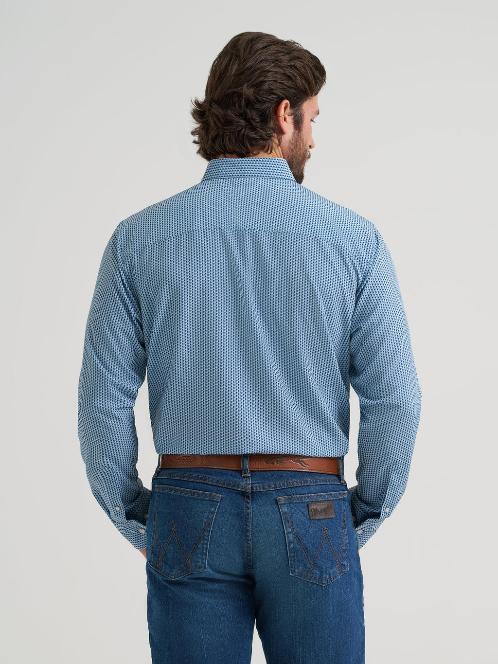 Wrangler Mens X Cody Johnson Long Sleeve Performance Shirt - Classic Fit - Buttons Blue - view 4